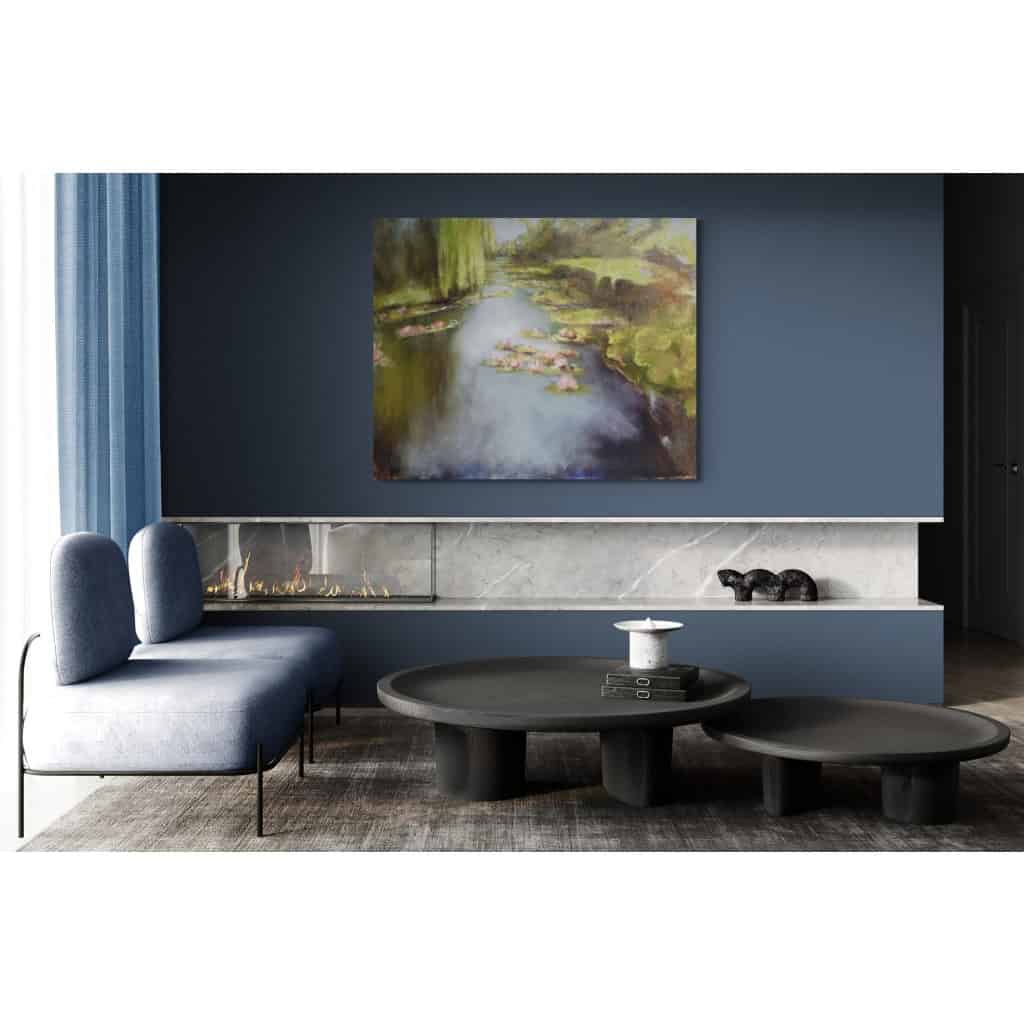 Tableau à l’huile intitulé « 50 nuances de Nymphéas n°4 » de l’artiste peintre Isabelle Delannoy | Biron Tableau à l'huile intitulé "50 nuances de Nymphéas n°4" de l'artiste peintre Isabelle Delannoy