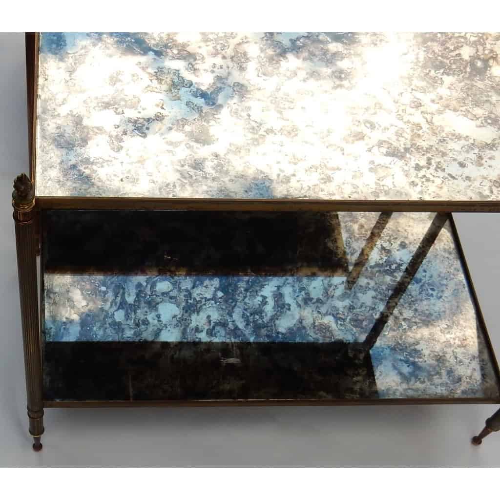 1950/70′ Paire De Bouts De Canapé Maison Baguès Laiton et Bronze Plateaux Miroirs Flammes Olympiques | Biron 1950/70′ Paire De Bouts De Canapé Maison Baguès Laiton et Bronze Plateaux Miroirs Flammes Olympiques