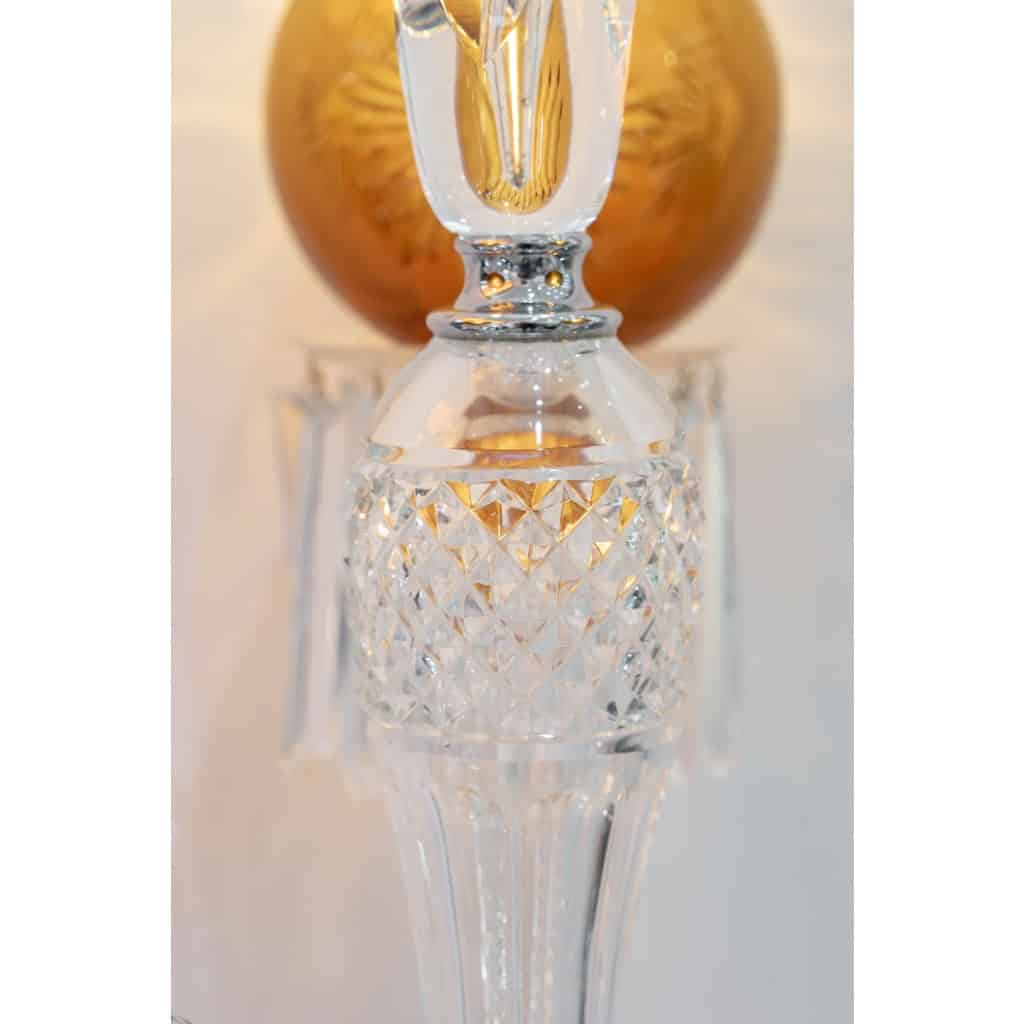 Paire de Candélabres trois lumières « Maharadja » cristal blanc et ambre de SAINT LOUIS | Biron Paire de Candélabres trois lumières "Maharadja" cristal blanc et ambre de SAINT LOUIS