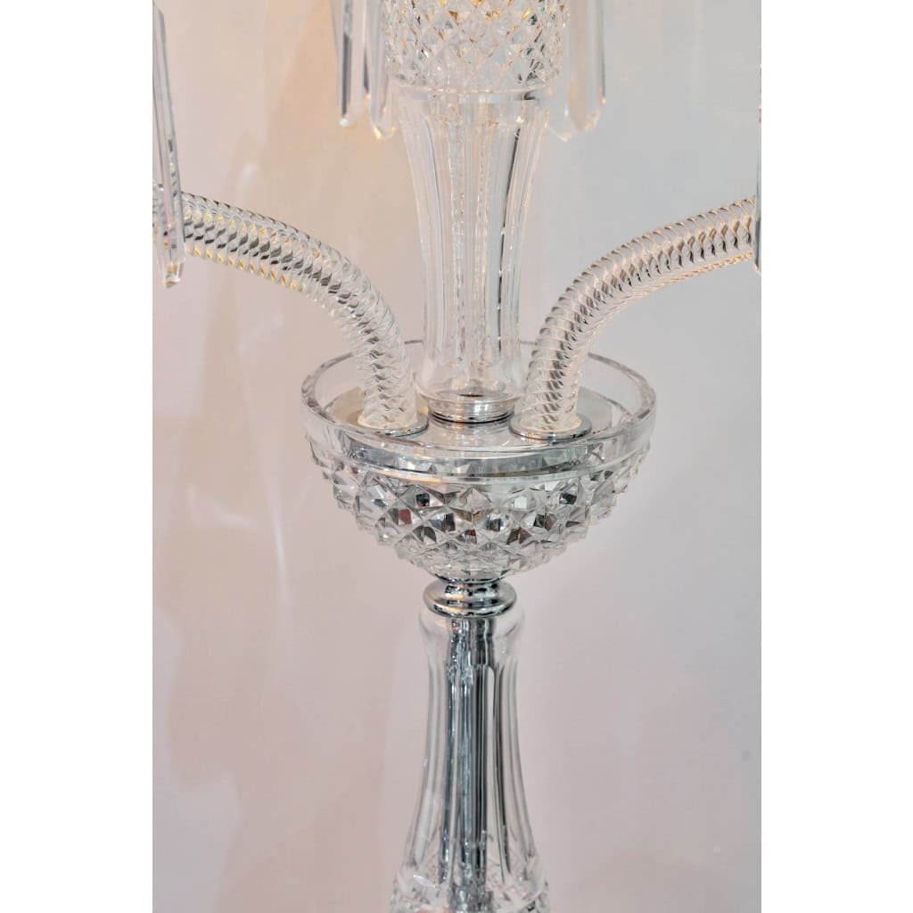 Paire de Candélabres trois lumières « Maharadja » cristal blanc et ambre de SAINT LOUIS | Biron Paire de Candélabres trois lumières "Maharadja" cristal blanc et ambre de SAINT LOUIS