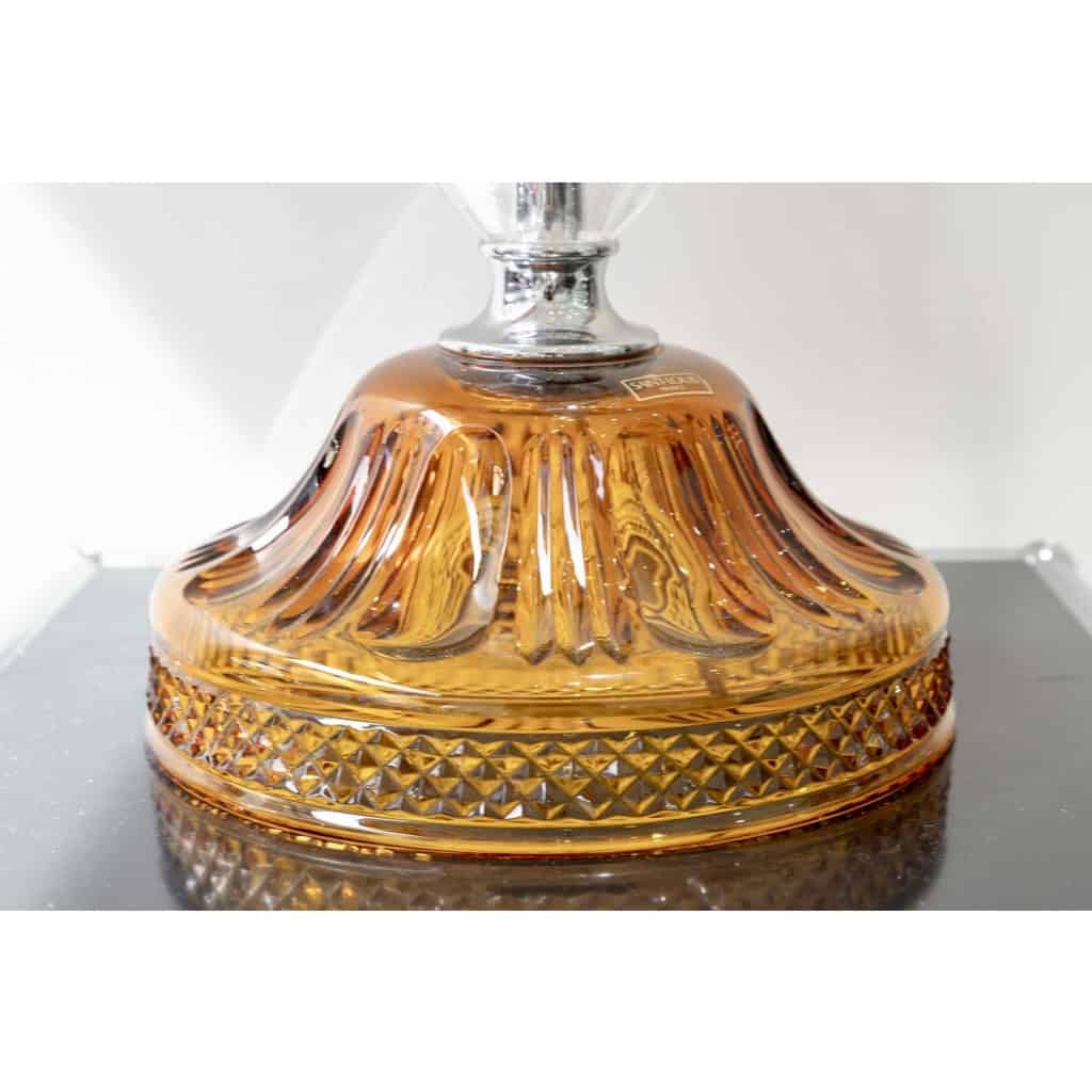 Paire de Candélabres trois lumières « Maharadja » cristal blanc et ambre de SAINT LOUIS | Biron Paire de Candélabres trois lumières "Maharadja" cristal blanc et ambre de SAINT LOUIS
