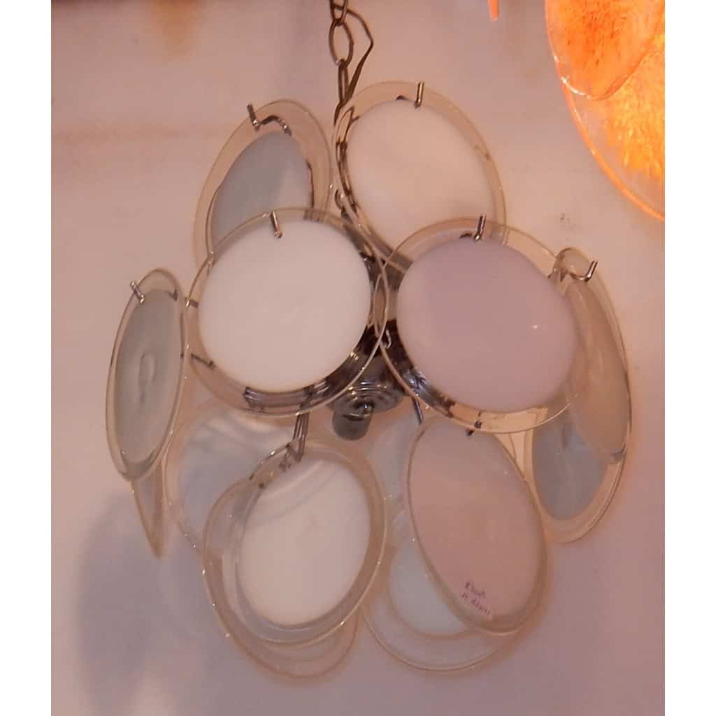 1970′ Lustre Venini Blanc Style Vistosi 16 Pièces | Biron ||||||