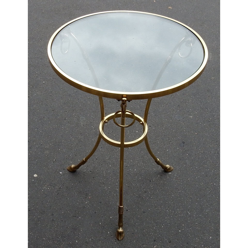 1970/80′ Guéridon Bronze Doré Plateau Verre Maison Charles | Biron |||||||||