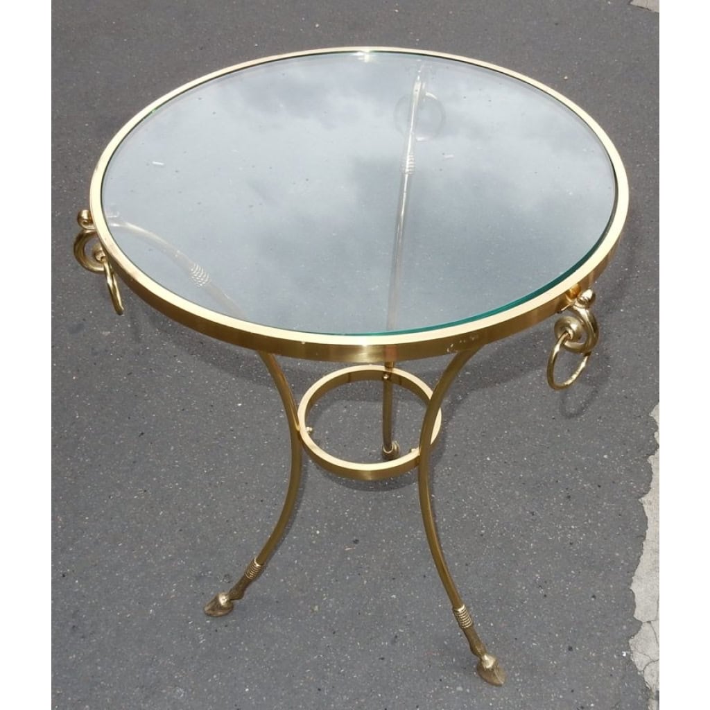 1970/80′ Guéridon Bronze Doré Plateau Verre Maison Charles | Biron 1970/80′ Guéridon Bronze Doré Plateau Verre Maison Charles