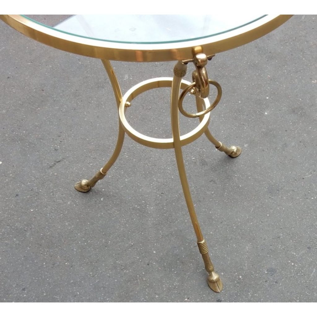 1970/80′ Guéridon Bronze Doré Plateau Verre Maison Charles | Biron 1970/80′ Guéridon Bronze Doré Plateau Verre Maison Charles