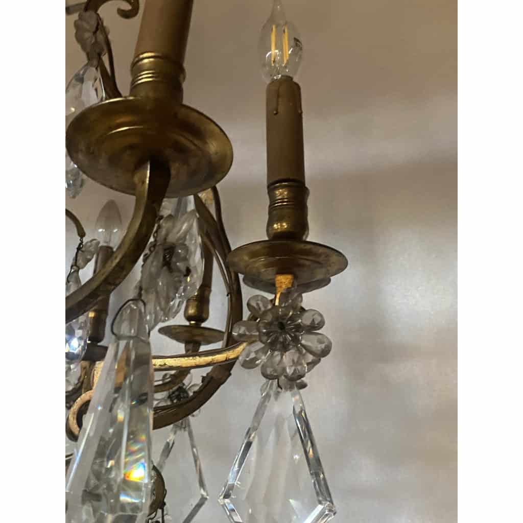 1880/1900′ Lustre Cage Maison Bagués Et Baccarat en Bronze Doré 12 Lumières | Biron 1880/1900′ Lustre Cage Maison Bagués Et Baccarat en Bronze Doré 12 Lumières