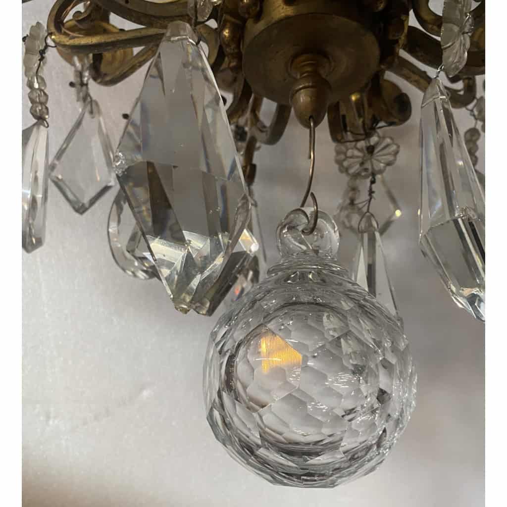 1880/1900′ Lustre Cage Maison Bagués Et Baccarat en Bronze Doré 12 Lumières | Biron 1880/1900′ Lustre Cage Maison Bagués Et Baccarat en Bronze Doré 12 Lumières