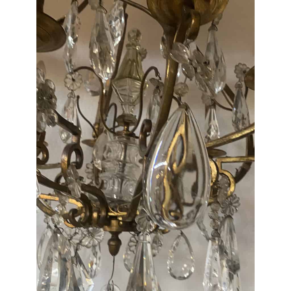 1880/1900′ Lustre Cage Maison Bagués Et Baccarat en Bronze Doré 12 Lumières | Biron 1880/1900′ Lustre Cage Maison Bagués Et Baccarat en Bronze Doré 12 Lumières