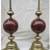 1890′ Paire de Lampes Bronze et Boules en Fer Peint en Faux Marbre Griotte | Biron 1890′ Paire de Lampes Bronze et Boules en Fer Peint en Faux Marbre Griotte