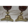 1890′ Paire de Lampes Bronze et Boules en Fer Peint en Faux Marbre Griotte | Biron 1890′ Paire de Lampes Bronze et Boules en Fer Peint en Faux Marbre Griotte