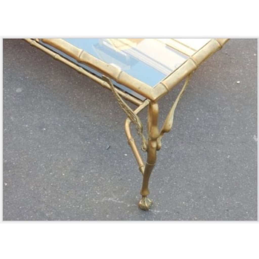 1950/70′ Table Basse en Bronze Aux Cygnes et Ses 6 Bouts de canapés | Biron 1950/70′ Table Basse en Bronze Aux Cygnes et Ses 6 Bouts de canapés