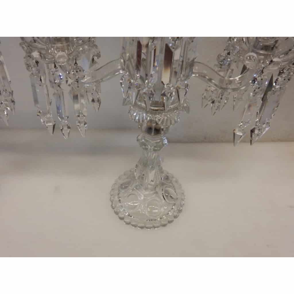 Paire de Chandeliers Baccarat Avec 2 Branches Socles Perlés | Biron Paire de Chandeliers Baccarat Avec 2 Branches Socles Perlés