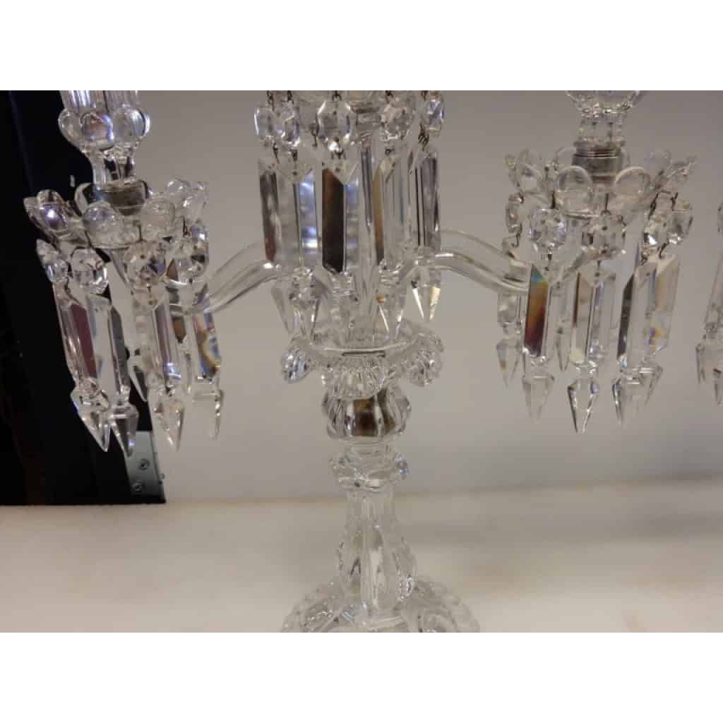 Paire de Chandeliers Baccarat Avec 2 Branches Socles Perlés | Biron Paire de Chandeliers Baccarat Avec 2 Branches Socles Perlés