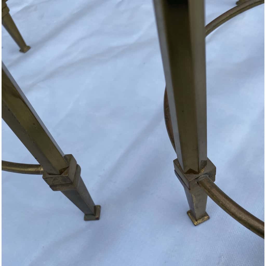 1950/70 Série de Tables Gigognes Rondes Maison Ramsay de Style en Laiton | Biron 1950/70 Série de Tables Gigognes Rondes Maison Ramsay de Style en Laiton