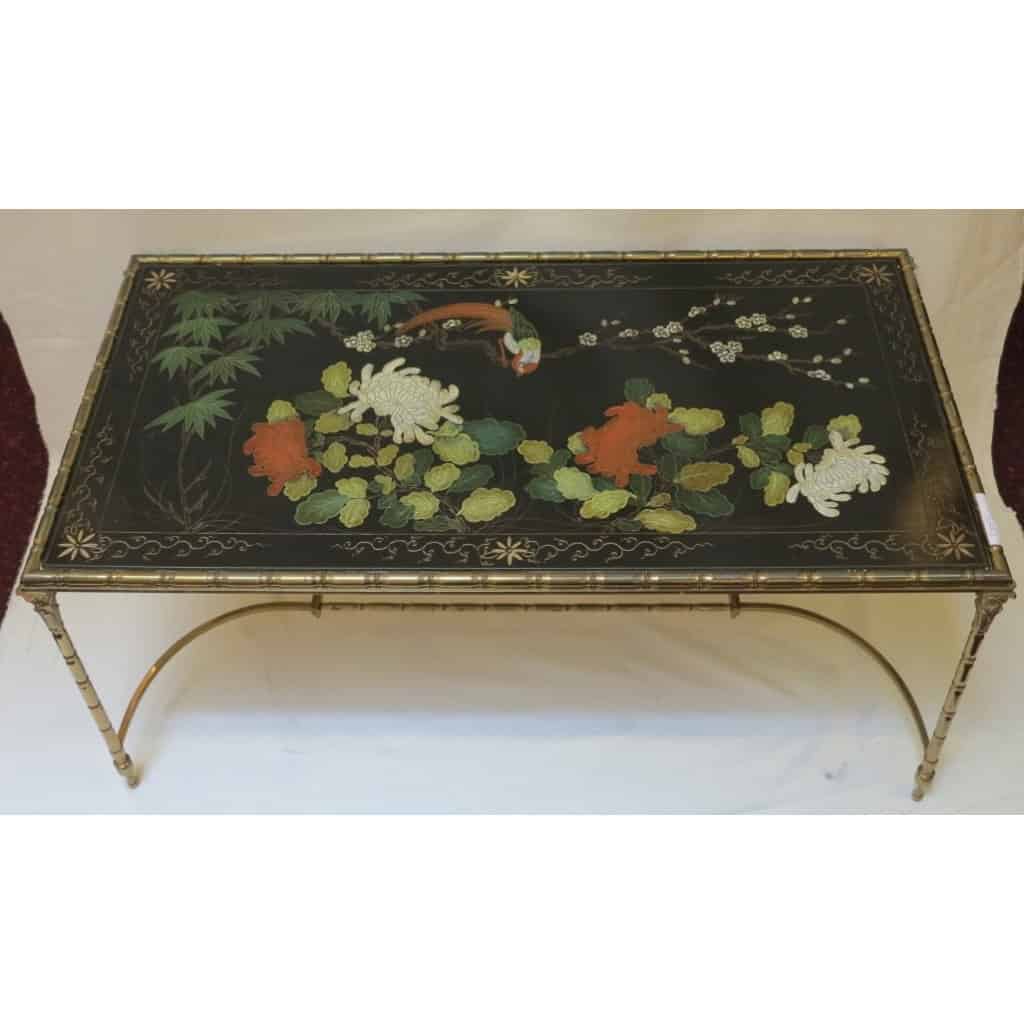 1970′ Table Basse Style Baguès Laque de Chine | Biron ||||||