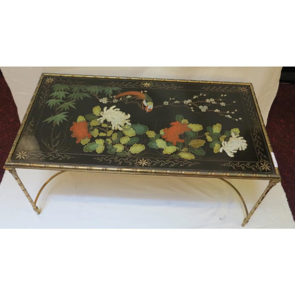 1970′ Table Basse Style Baguès Laque de Chine | Biron 1970′ Table Basse Style Baguès Laque de Chine
