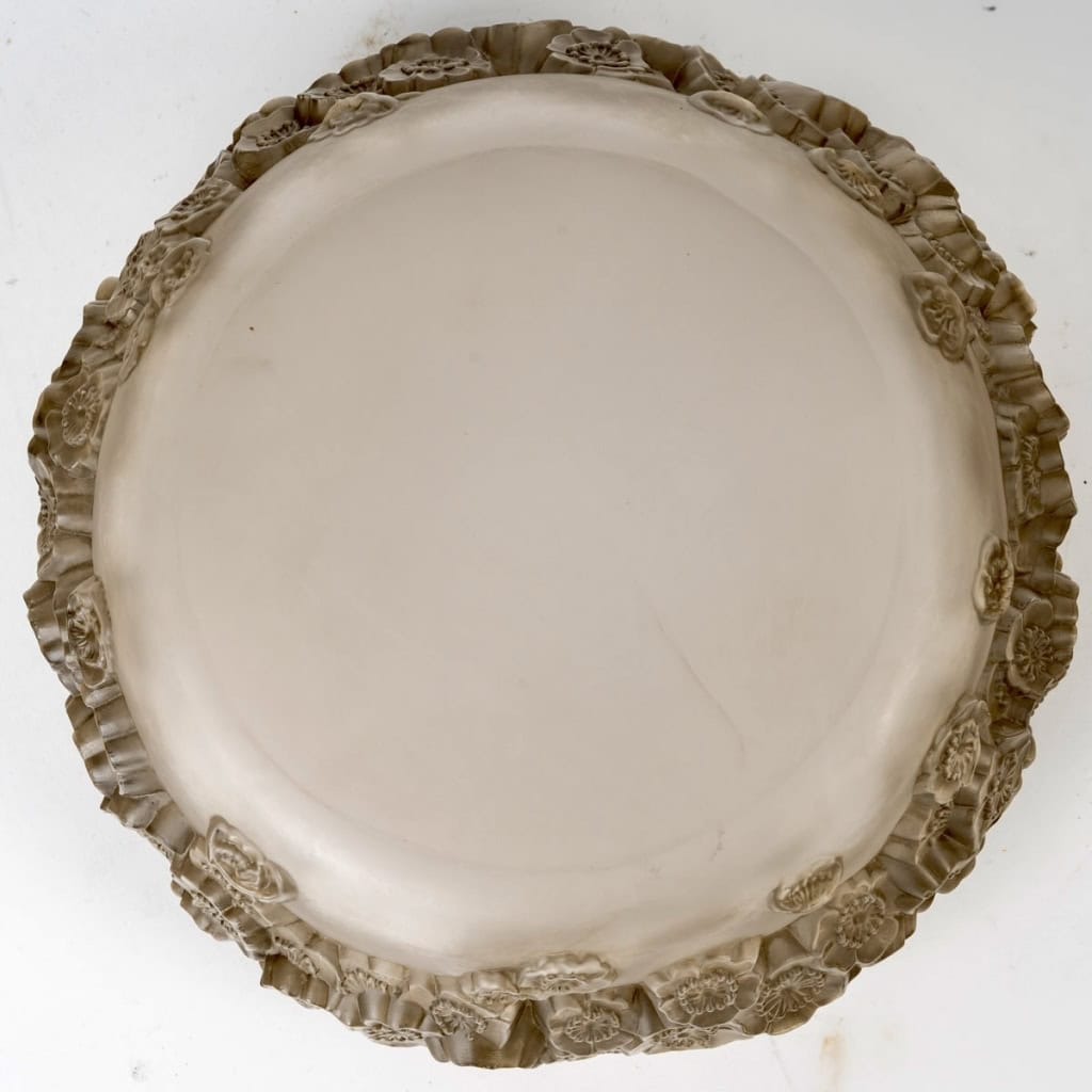 Boîte "Primevères" verre blanc patiné sépia de René LALIQUE