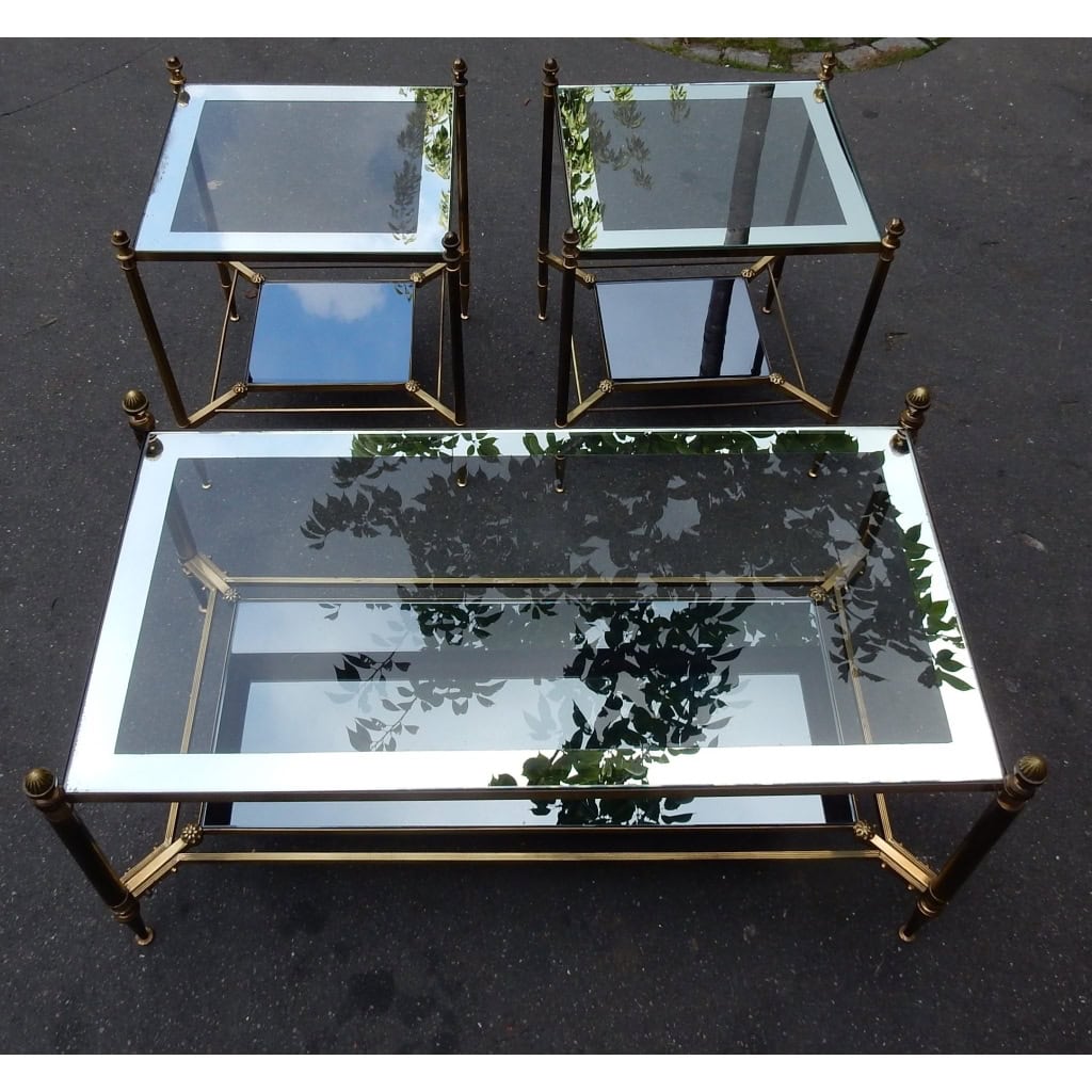 1950/70′ Table Basse de Style Maison Jansen en Laiton et Bronze Doré VENDU | Biron |||||||||
