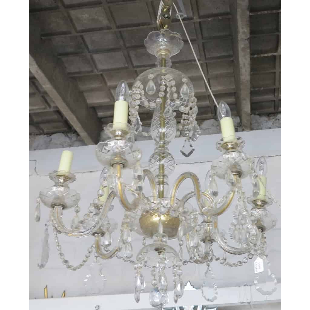 1950′ Lustre Style Bohême 6 Bras de Lumières Hauteur 90 Diamètre 68 cm | Biron 1950′ Lustre Style Bohême 6 Bras de Lumières Hauteur 90 Diamètre 68 cm