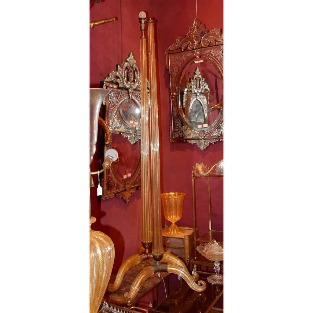 1950/70 Paire De Lampadaires Ou Similaires Tripode Barovier & Toso Avec Paillons d’Or | Biron |||||||||
