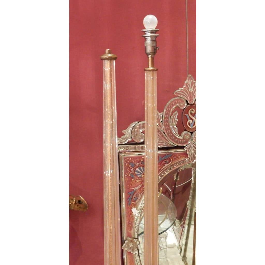 1950/70 Paire De Lampadaires Ou Similaires Tripode Barovier & Toso Avec Paillons d’Or | Biron 1950/70 Paire De Lampadaires Ou Similaires Tripode Barovier & Toso Avec Paillons d’Or