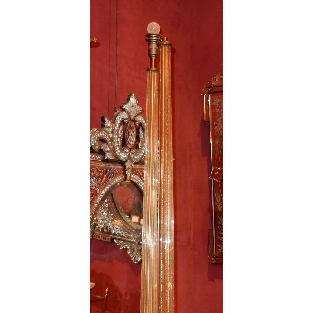 1950/70 Paire De Lampadaires Ou Similaires Tripode Barovier & Toso Avec Paillons d’Or | Biron 1950/70 Paire De Lampadaires Ou Similaires Tripode Barovier & Toso Avec Paillons d’Or