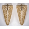 Paire d’Appliques « Noisetier » verre blanc patiné sépia de René LALIQUE | Biron ||||||||