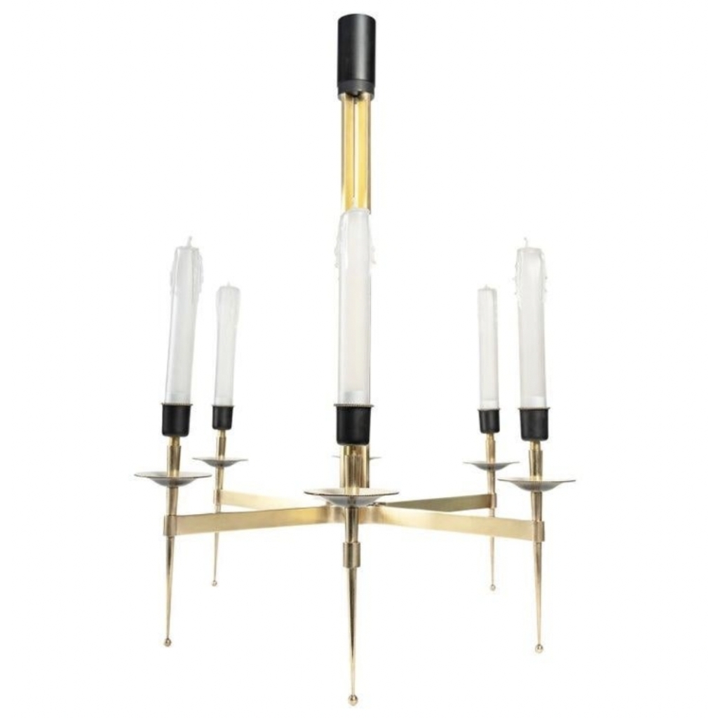 1960 Élégant Lustre de la Maison d’Arlus | Biron 1960 Élégant Lustre de la Maison d'Arlus