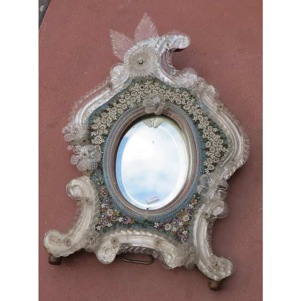 Miroir Vénitien avec Micromosaïque en Pierres Dures Décor de Fleurs | Biron |||||||