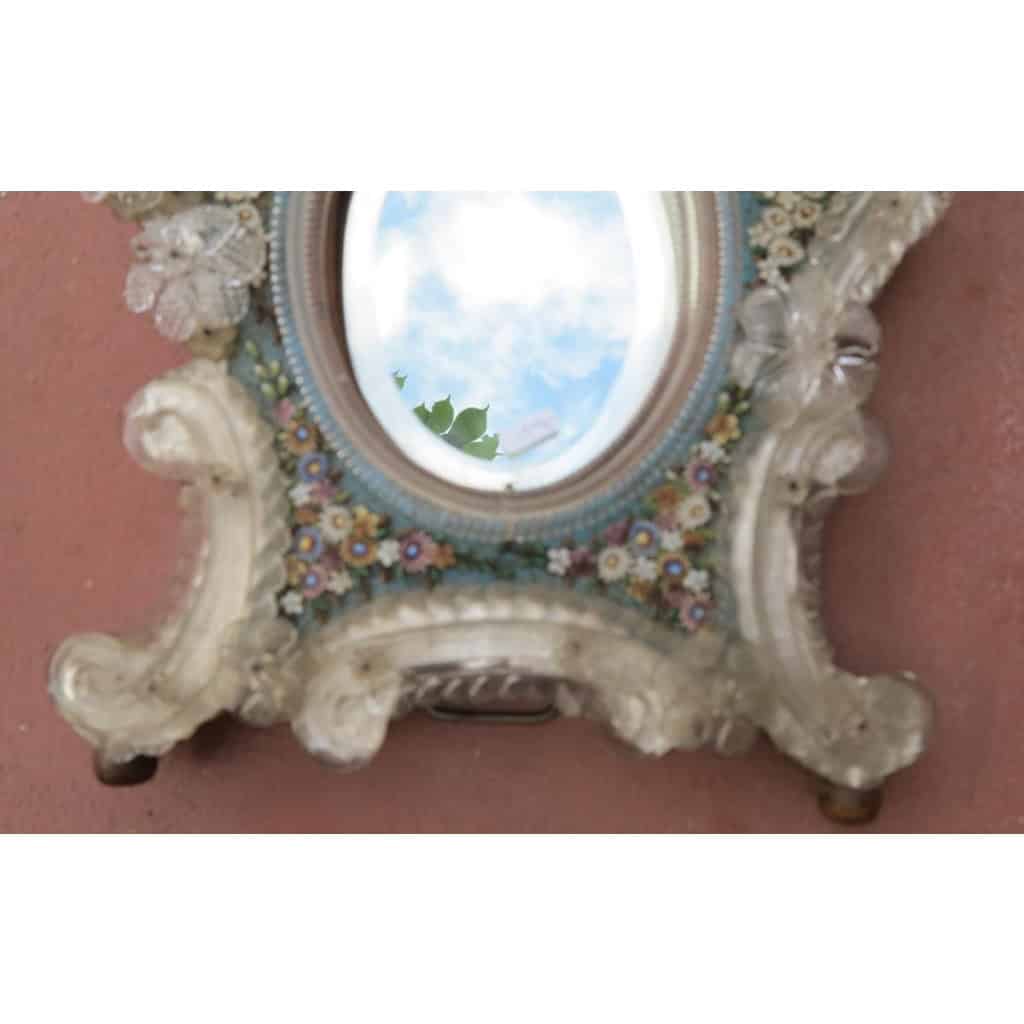Miroir Vénitien avec Micromosaïque en Pierres Dures Décor de Fleurs | Biron Miroir Vénitien avec Micromosaïque en Pierres Dures Décor de Fleurs