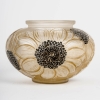 Vase « Dahlias » verre blanc patiné sépia et émaillé noir de René LALIQUE | Biron ||||||||