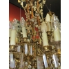 1880/1900′ Lustre Napoléon III 5 Bras 25 Lampes Bronze Doré et Cristal