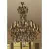 1880/1900′ Lustre Napoléon III 5 Bras 25 Lampes Bronze Doré et Cristal