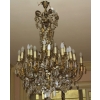 1880/1900′ Lustre Napoléon III 5 Bras 25 Lampes Bronze Doré et Cristal