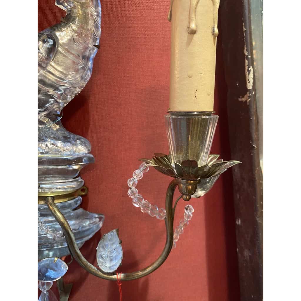 1970′ Paire D’Appliques Maison Baguès Au Perroquet A Un Bras, Binet Conique | Biron 1970′ Paire D’Appliques Maison Baguès Au Perroquet A Un Bras, Binet Conique
