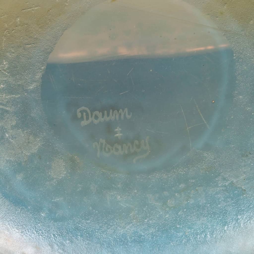 Coupe « Libellules » verre opalescent émaillé et doré de DAUM | Biron Coupe "Libellules" verre opalescent émaillé et doré de DAUM