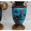 1890′ Paire de Lampes Cloisonnées Japon Aux Oiseaux et Dragons | Biron 1890′ Paire de Lampes Cloisonnées Japon Aux Oiseaux et Dragons