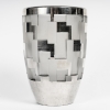 Vase Art Déco Moderniste verre blanc émaillé argent de Jean LUCE | Biron ||||||