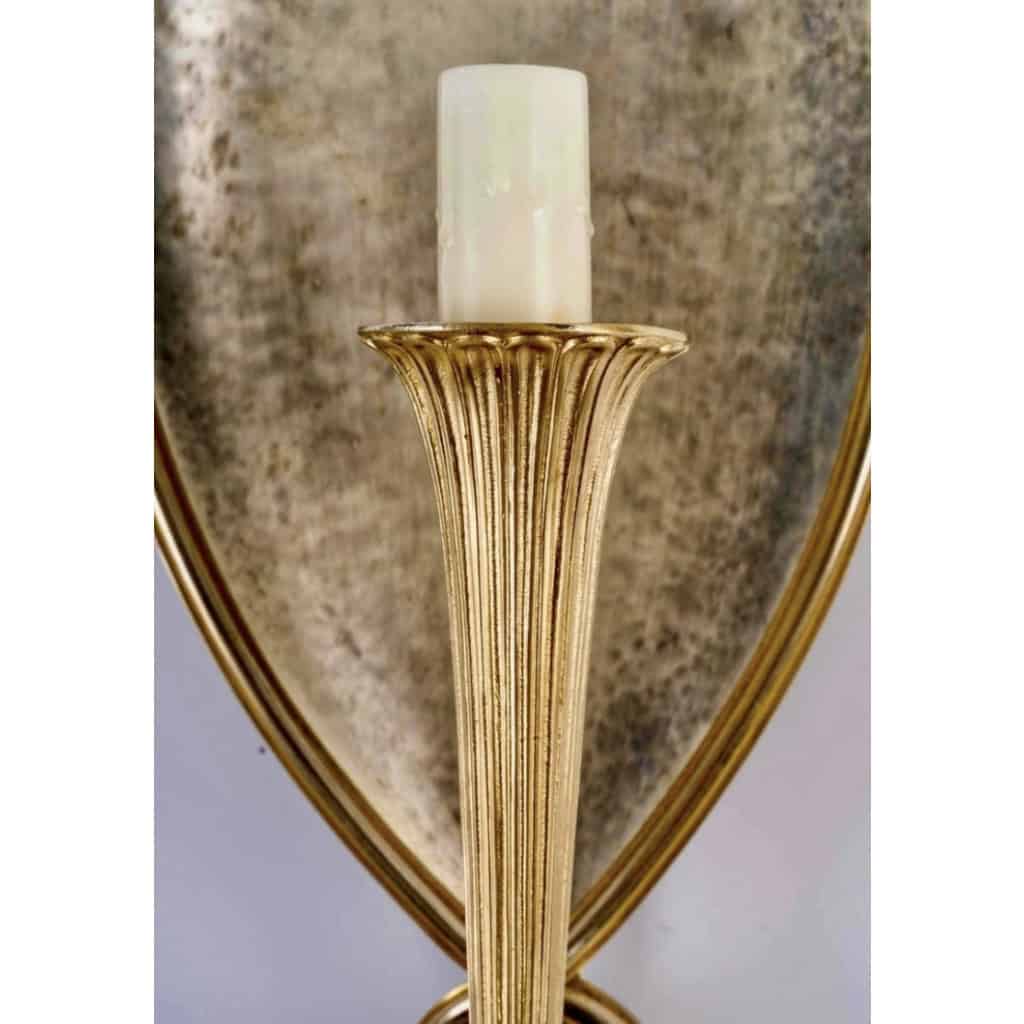 1960 Paire d'appliques torchères en bronze Maison Jansen 1960 Paire d'appliques torchères en bronze Maison Jansen