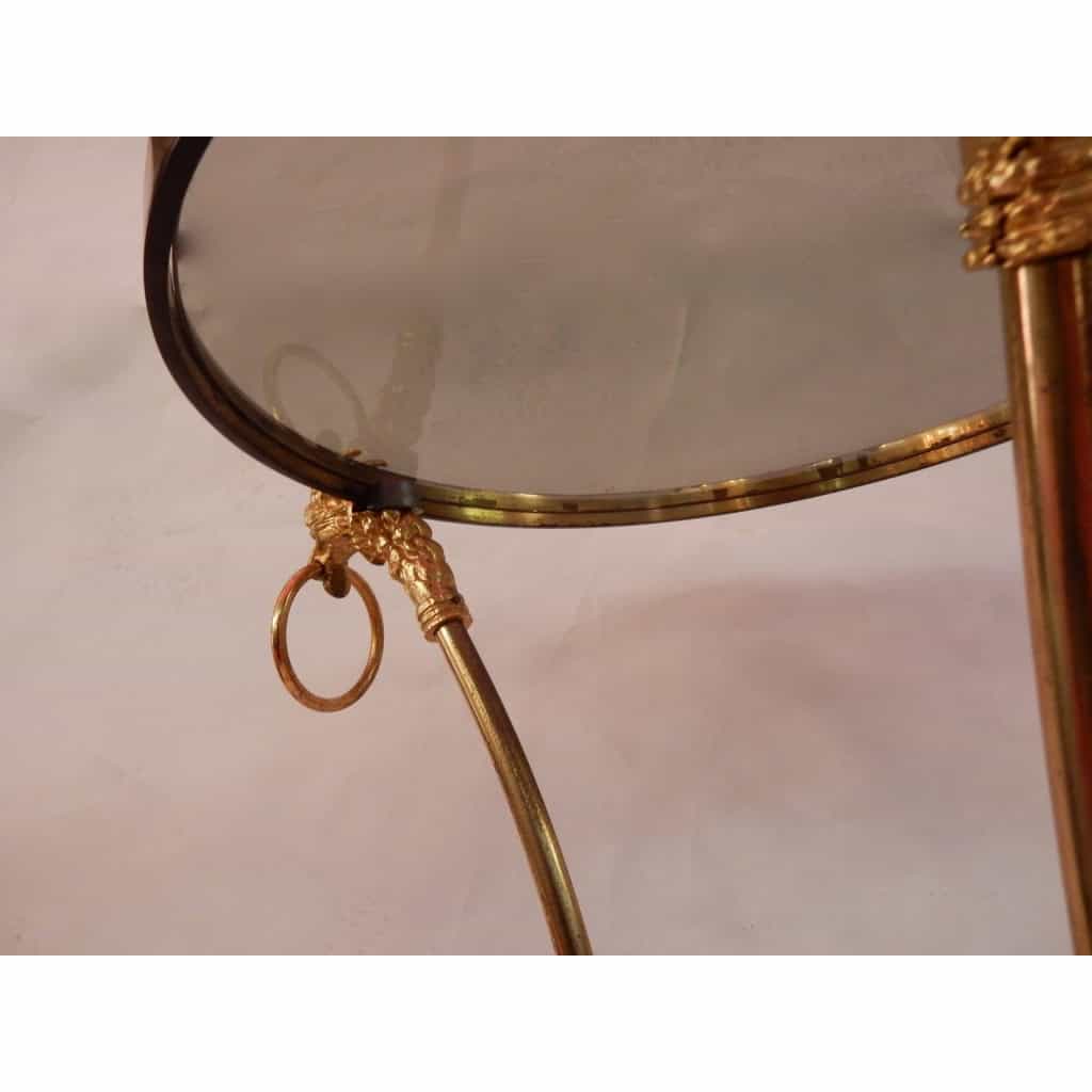 1950/70′ Guéridon Tripode En Bronze Doré Décor Napolleon 3 Maison Charles Orné De Têtes De Boucs | Biron 1950/70′ Guéridon Tripode En Bronze Doré Décor Napolleon 3 Maison Charles Orné De Têtes De Boucs