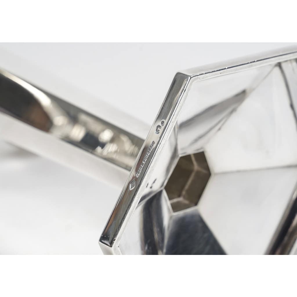 Paire de Candélabres Bougeoirs Art Déco Moderniste argent massif de Jean E. PUIFORCAT | Biron Paire de Candélabres Bougeoirs Art Déco Moderniste argent massif de Jean E. PUIFORCAT
