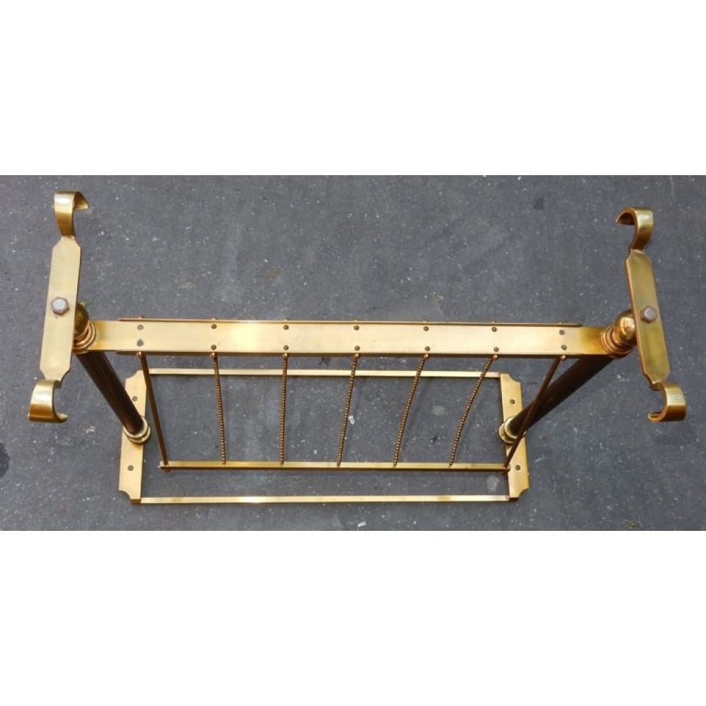1970′ Porte Revue Maison Jansen en Bronze Doré, Plateau Miroir Oxydé 8