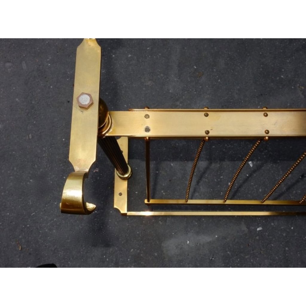 1970′ Porte Revue Maison Jansen en Bronze Doré, Plateau Miroir Oxydé 9
