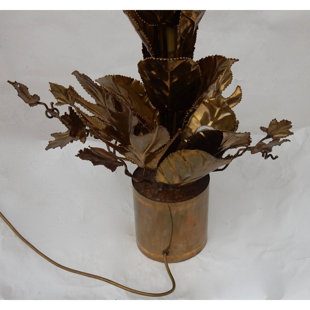 1970′ Plante Éclairante en Laiton Maison Jansen 2 Ampoules
