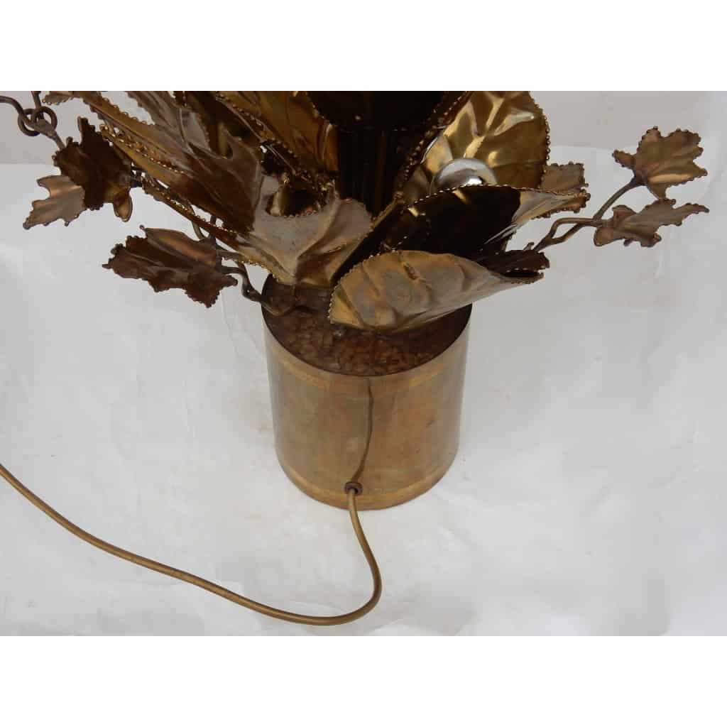 1970′ Plante Éclairante en Laiton Maison Jansen 2 Ampoules