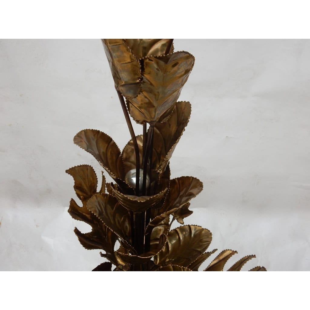 1970′ Plante Éclairante en Laiton Maison Jansen 2 Ampoules
