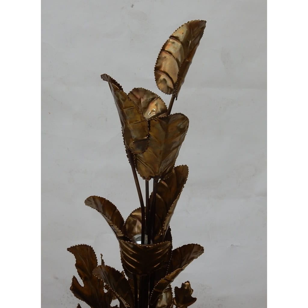 1970′ Plante Éclairante en Laiton Maison Jansen 2 Ampoules