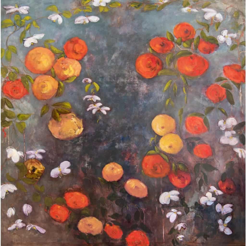 Tableau à l’huile intitulé « Les Fleurs du Bien n°26 » de l’artiste peintre Isabelle Delannoy | Biron 