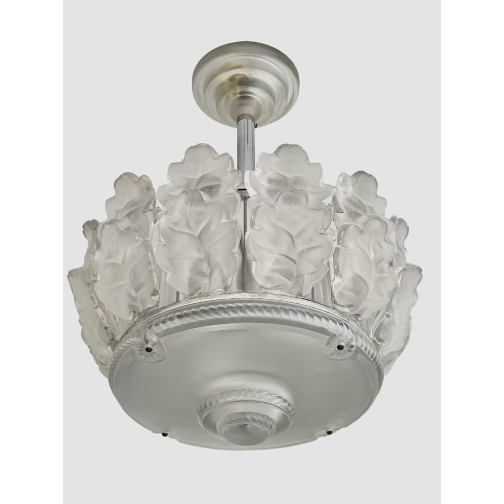 Lustre Suspension « Chêne » cristal blanc de Marc LALIQUE | Biron Lustre Suspension "Chêne" cristal blanc de Marc LALIQUE