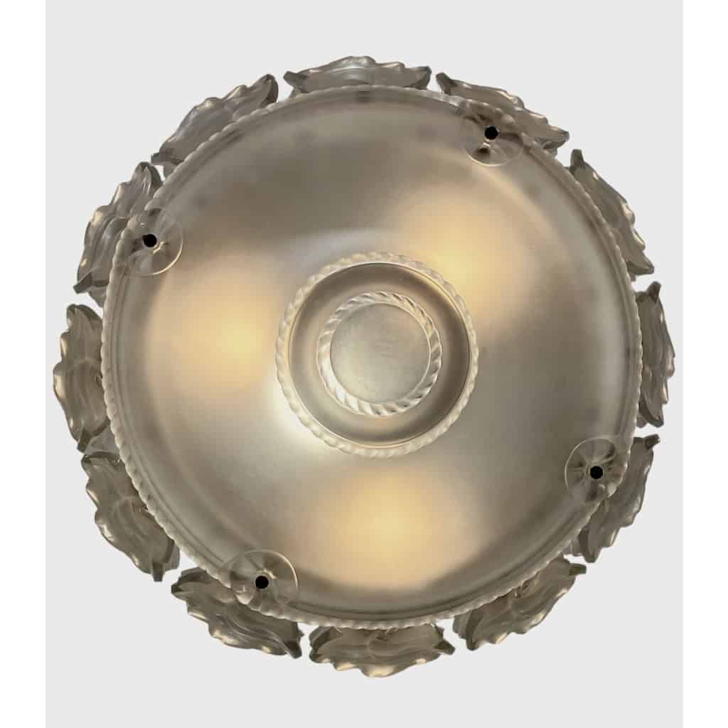 Lustre Suspension « Chêne » cristal blanc de Marc LALIQUE | Biron Lustre Suspension "Chêne" cristal blanc de Marc LALIQUE
